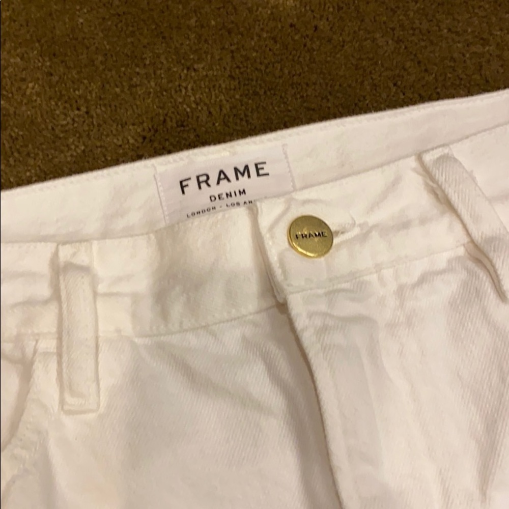 White denim mini skirt